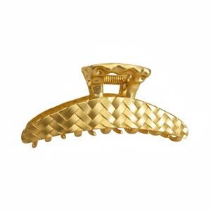 Gold Tone Weave Texture Metal Hair Claw Clip